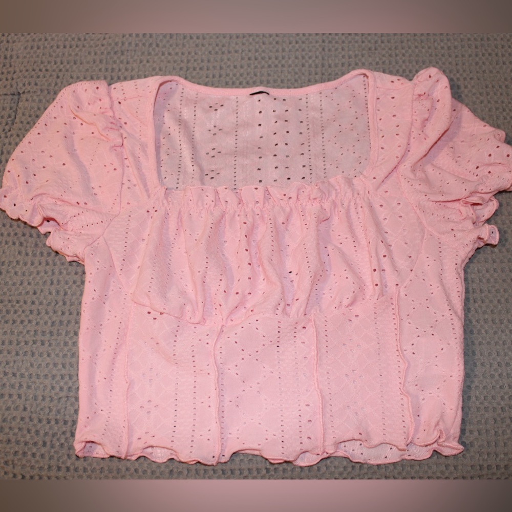 Pink Square Neck Cropped Top